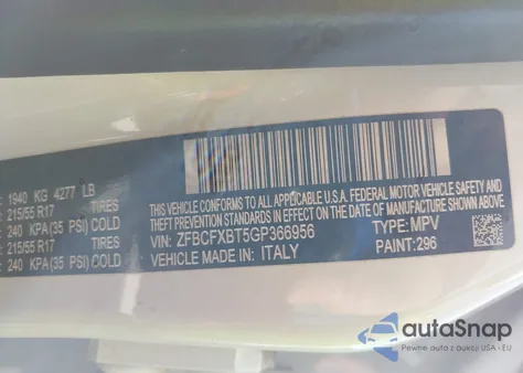 2016 Fiat 500 from USA, damaged, VIN ZFBCSXBT5GP366956